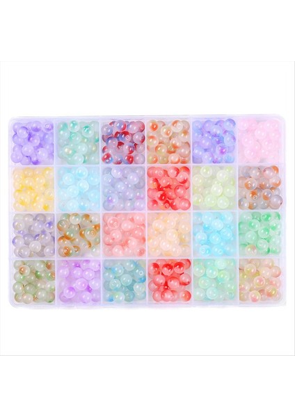 480PCS 8mm Cam Boncuklar Mücevher Yapma Yuvarlak Boncuklar Gradyan Taş Boncukları Kristal Boncuklar Denizkızı Bilezik Yapma Kiti (Yurt Dışından)