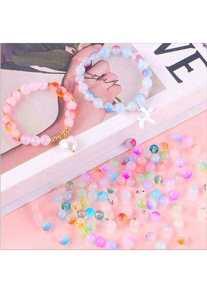 480PCS 8mm Cam Boncuklar Mücevher Yapma Yuvarlak Boncuklar Gradyan Taş Boncukları Kristal Boncuklar Denizkızı Bilezik Yapma Kiti (Yurt Dışından) fiyatları