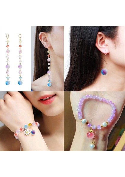 480PCS 8mm Cam Boncuklar Mücevher Yapma Yuvarlak Boncuklar Gradyan Taş Boncukları Kristal Boncuklar Denizkızı Bilezik Yapma Kiti (Yurt Dışından) fırsatları