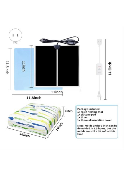 Reçine Isıtma Yastığı Reçine Kurutucu Isıtma Pedi Zamanlayıcı ve Kapak Kullanımı Kolay Epoksi Reçine Malzemeleri Dıy Reçine Zanaat Us Fişi (Yurt Dışından) fırsatları