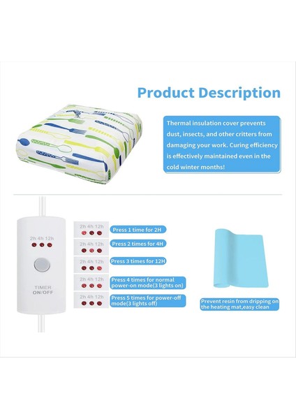 Reçine Isıtma Yastığı Reçine Kurutucu Isıtma Pedi Zamanlayıcı ve Kapak Kullanımı Kolay Epoksi Reçine Malzemeleri Dıy Reçine Zanaat Us Fişi (Yurt Dışından) indirimleri