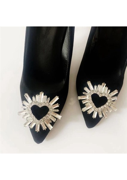 1 Çift Kadın Ayakkabı Klipsleri Diy Mücevher Kalp Şekli Ayakkabı Aksesuarları Rhinestones Kristal Süslemeler Ayakkabı Tokası (Yurt Dışından) fırsatları