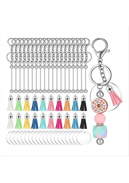 60 Pcs Akrilik Beadable Anahtar Kezleri Boşluklar Temiz Anahtarlıklar Için Set Dıy Proje Proje Kolye Takı El Sanatları Aksesuarları (Yurt Dışından)