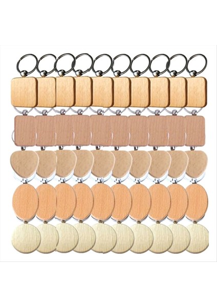 Boş Ahşap Anahtar Zinciri - Karışık Şekiller Bitmemiş Ahşap Anahtar Etiketler Bitmemiş Ahşap Anahtar Zinciri - Dıy Leri Için Kazı El Sanatları (Yurt Dışından)