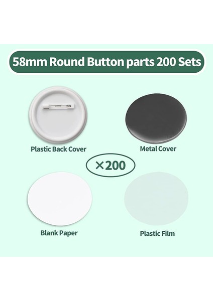200 Set 58MM/2 25 Inç Boş Düğme Rozet Parçaları Düğme Makinesi Için 58MM Düğme Parçaları Dairesel Rozet Boş Düğme Pimleri (Yurt Dışından) fiyatları