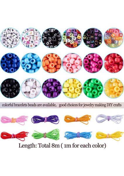 2000X Bileklik Yapma Boncuklar Abc Boncuklar Pony Boncuklar 16 Rulo ile Alfabe Boncukları Renkli Elastik Bilezik Dize (Yurt Dışından) modelleri
