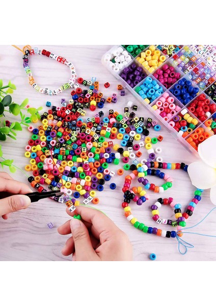 2000X Bileklik Yapma Boncuklar Abc Boncuklar Pony Boncuklar 16 Rulo ile Alfabe Boncukları Renkli Elastik Bilezik Dize (Yurt Dışından) fırsatları