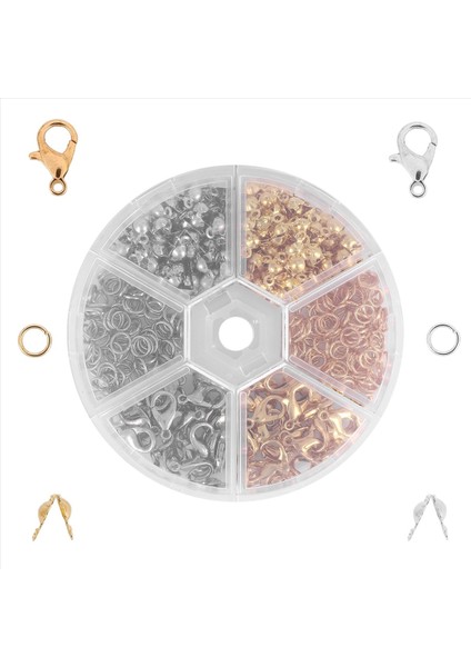 450PCS/KUTU Mücevher Yapımı Kitleri Istakoz Toka Açık Atlama Halkaları Son Kızak Boncuklar Kutu El Yapımı Bilezik Bulguları (Yurt Dışından)