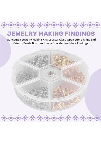 450PCS/KUTU Mücevher Yapımı Kitleri Istakoz Toka Açık Atlama Halkaları Son Kızak Boncuklar Kutu El Yapımı Bilezik Bulguları (Yurt Dışından) fırsatları