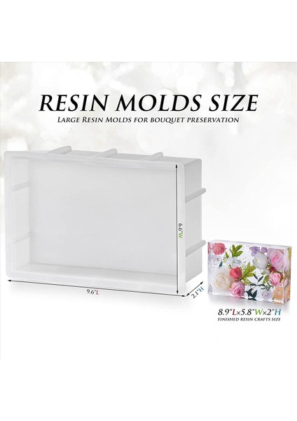 3x Büyük Reçine Kalıpları Reçine Döküm Için Dikdörtgen Silikon Kalıplar Çiçek Koruma Için Epoksi Reçine Kalıpları Reçine El Sanatları (Yurt Dışından) fırsatları