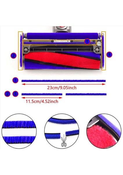 27X Yumuşak Peluş Stripes Dyson V6 V6 V7 V8 V10 V11 V15 Vakum Süpürge Yumuşak Silindir Yedek Parçaları (Yurt Dışından) modelleri
