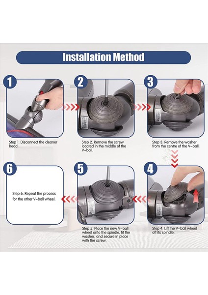 4x Dyson V6 V7 V7 V8 V8 V10 V11 V12 DC58 Vakum Süpürge 35W 50W Doğrudan Temizleyici Kafa Tekerlekleri Parçalar (Yurt Dışından) fırsatları