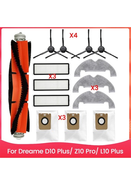 14 Adet Fırça Toz Torbası Filtresi ve Paspas Bezi Dream D10 Artı Z10 Pro L10 Artı Elektrikli Süpürge Yedek Parçaları (Yurt Dışından)