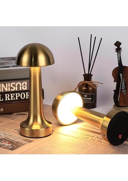 Dekoratif Masa Lambası Dimmerli Şarjlı Lizbon Gold Cafe Restoran Masa Lambası 3 Renk Işık Modu modelleri