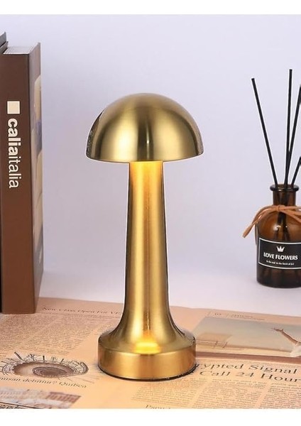 Dekoratif Masa Lambası Dimmerli Şarjlı Lizbon Gold Cafe Restoran Masa Lambası 3 Renk Işık Modu fırsatları