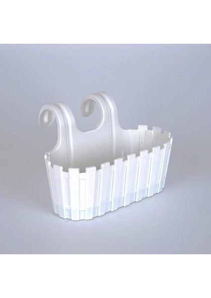 Akasya Çift Askılı Saksı, 30 cm Renkli Çit Balkon Saksı, Beyaz 30CM Asılabilir Saksı