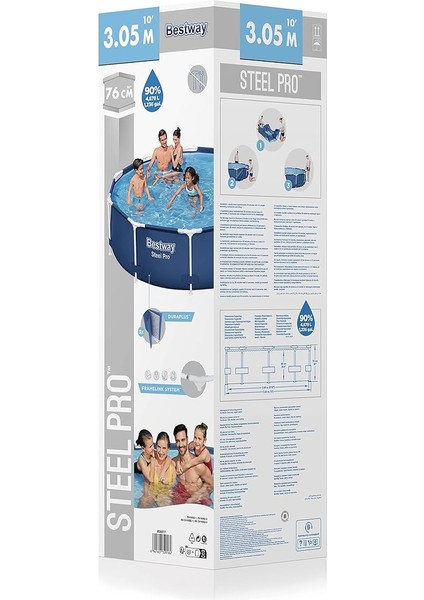 Steel Pro Yuvarlak Yer Üstü Havuzu 3,05 M x 76 cm modelleri