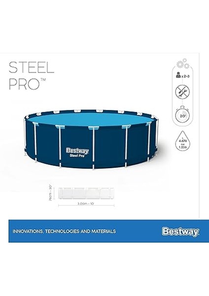 Steel Pro Yuvarlak Yer Üstü Havuzu 3,05 M x 76 cm indirimleri