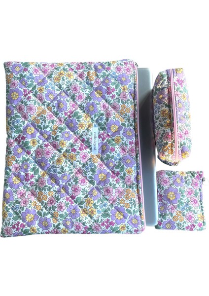 Retro Çiçek Desenli Laptop Çantası