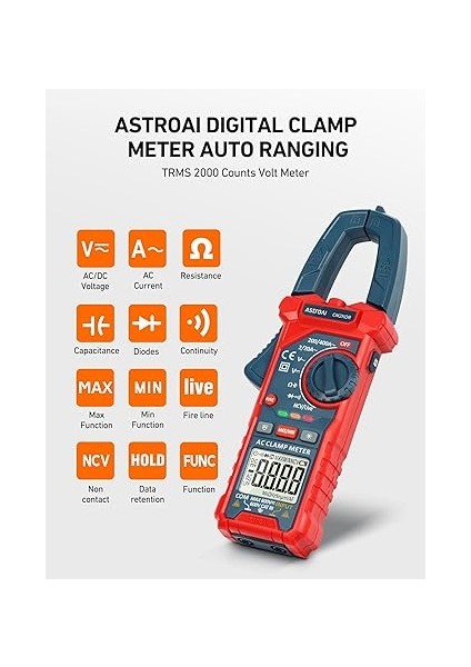 CM2K0R 2000 Sayım Pens Metre, Multimetre, Polimetre, Voltmetre, Ac Akım, Ac/dc Gerilim, Direnç, Frekans, Kapasitans, Süreklilik, Test Diyotları Için Test Cihazı fiyatları