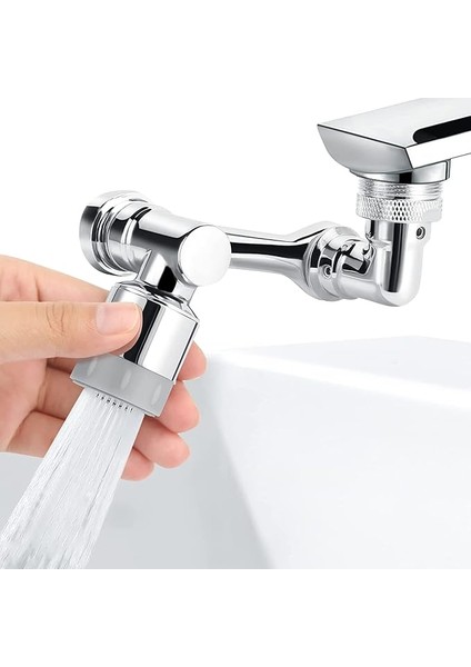 1080 Derece Dönebilen Robotik Kol Musluk Başlığı, Musluk Uzatma Aparatı Ucu, A1, Krom