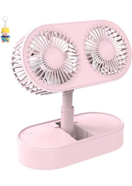 Yaratıcı Çift Kafalı Katlanır Fan Kaldırma Tipi USB Açık Taşınabilir Sessiz Ev Masaüstü Dikey Elektrikli (Yurt Dışından)