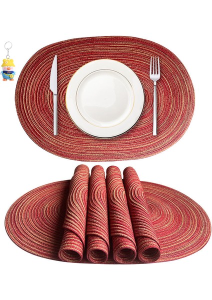 6 Adet Pamuk Iplik Oval Placemat Rami Isı Yalıtım Paspası Anti-Yanık Tencere Paspası Noel Yaratıcı El Dokuma Dekoratif Paspası (Yurt Dışından)
