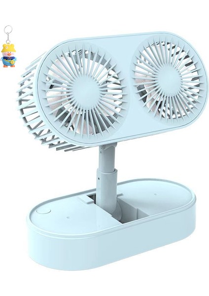Yaratıcı Çift Kafalı Katlanır Fan Kaldırma Tipi USB Açık Taşınabilir Sessiz Ev Masaüstü Dikey Elektrikli (Yurt Dışından)