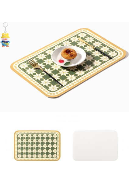 Retro Çiçek Tarzı Romantik Batı Yemek Paspası Pvc Deri Masa Paspası Isı Yalıtım Paspası Ev Kase Paspası Elle Çizilmiş 4 Adet (Yurt Dışından)