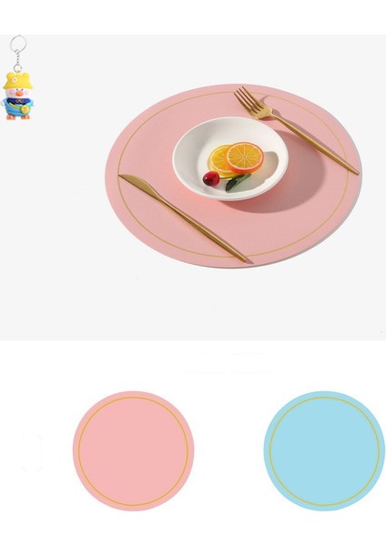 4 Adet Yuvarlak Büyük Deri Batı Yemek Mat Su Geçirmez ve Yağ Geçirmez Ev Isı Yalıtım Mat Pvc Otel Masa Mat Kase Mat (Yurt Dışından)