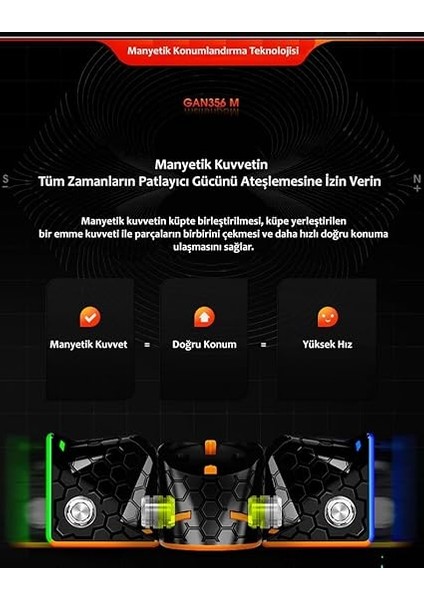 Gan 356 M Lite 3x3 Manyetik Rubik Küp Zeka Küpü Çıkartmasız Hız Küpü Türkiye Resmi Satıcısı fırsatları
