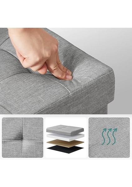 Depolama Alanlı Tabure, 110 x 38 x 38 Cm, 300 Kg'a Kadar Dayanıklı, Açık Gri LSF71G fırsatları