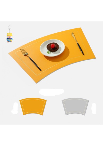 4 Adet Fan Yuvarlak Masa Mat Deri Pvc Masa Mat Su Geçirmez Isı Yalıtım Mat Otel Batı Yemek Mat (Yurt Dışından)