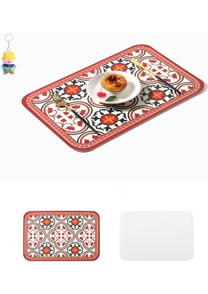 Retro Çiçek Tarzı Romantik Batı Yemek Paspası Pvc Deri Masa Paspası Isı Yalıtım Paspası Ev Kase Paspası Elle Çizilmiş 4 Adet (Yurt Dışından)