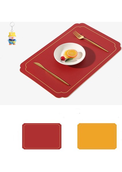 Üst Düzey Üst Düzey Kase Pası,hafif Lüksçift Taraflıçift Renkli Komplek Set Dokulu Kavisli Placemat,altın Kenarlıderi 4 Parça (Yurt Dışından)