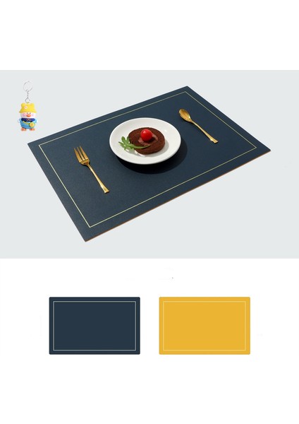 Dikdörtgen Altın Kenarlı Çift Taraflı Iki Renkli Deri Placemat Su Geçirmez Placemat Yağ Geçirmez Batı Placemat Çift Taraflı Deri Placemat 4 Adet (Yurt Dışından)
