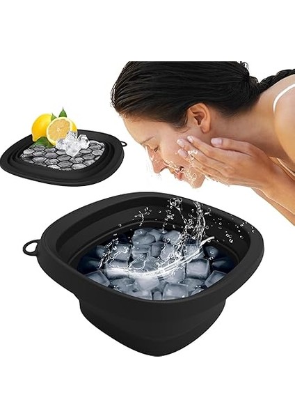 Için Buz Kabı - Buz Yüz Kabı | Silikon Buz-Yüz Katlanır Lavabo | Dahili Tepsili Yüz Daldırma Kapları | Evde Yüz Buz Banyosu | Soğuk Daldırma, Buz Banyosu Için Silikon Kap modelleri