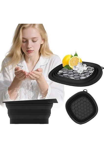 Için Buz Kabı - Buz Yüz Kabı | Silikon Buz-Yüz Katlanır Lavabo | Dahili Tepsili Yüz Daldırma Kapları | Evde Yüz Buz Banyosu | Soğuk Daldırma, Buz Banyosu Için Silikon Kap indirimleri