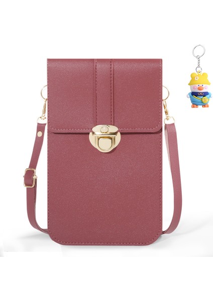 Kadın Kilit Toka Crossbody Çanta Dokunmatik Ekran Cep Telefonu Cüzdan Kız Öğrenci Toka Küçük Para Cüzdanı (Yurt Dışından)