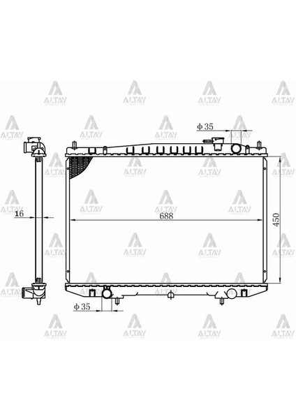 RADYATÖR SU PICKUP 1998-2002 D22 16MM M-T BRAZING 21410 2S710