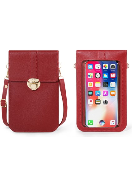 Kadın Kilit Toka Crossbody Çanta Dokunmatik Ekran Cep Telefonu Cüzdan Kız Öğrenci Toka Küçük Para Cüzdanı (Yurt Dışından) modelleri
