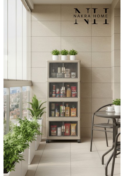 Katlanabilir 4 Katlı Tekerlekli Plastik Dolap – Çok Amaçlı Portatif Organizer (Geniş Hacim) “Toprak” fiyatları