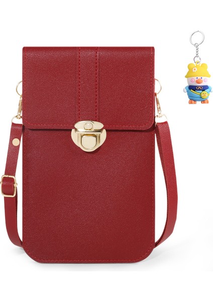 Kadın Kilit Toka Crossbody Çanta Dokunmatik Ekran Cep Telefonu Cüzdan Kız Öğrenci Toka Küçük Para Cüzdanı (Yurt Dışından)