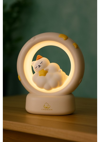 Kedi & Ay Model Dokunmatik Gece Lambası – Şarjlı, Yumuşak Işık, Çocuk Odası Dekoru modelleri