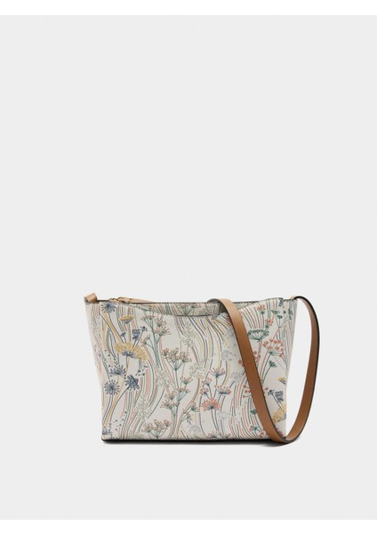 Çiçek Desenli Çapraz Askılı Çanta