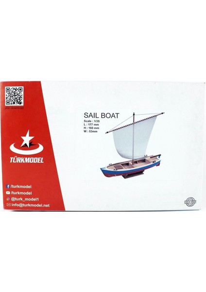 Türk Model 1/35 203 Yelkenli Sandal, 18 Cm. Ahşap Model Kiti