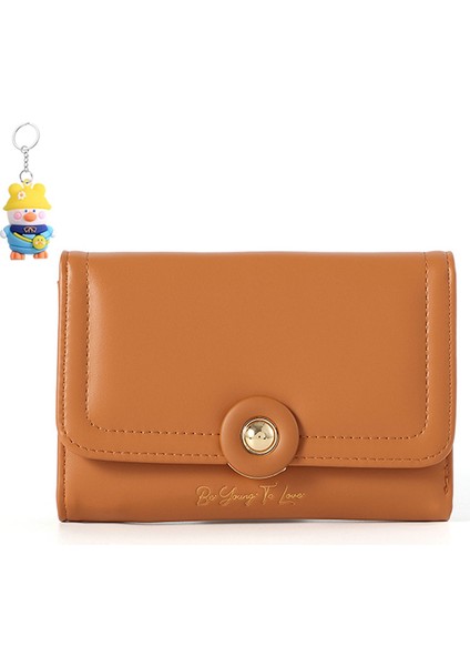 Basit Kart Tutucu Çok Fonksiyonlu Üç Katlı Kapaklı Öğrenci Orta Uzunluk Cüzdan Kadınlar Için Cüzdan (Yurt Dışından)