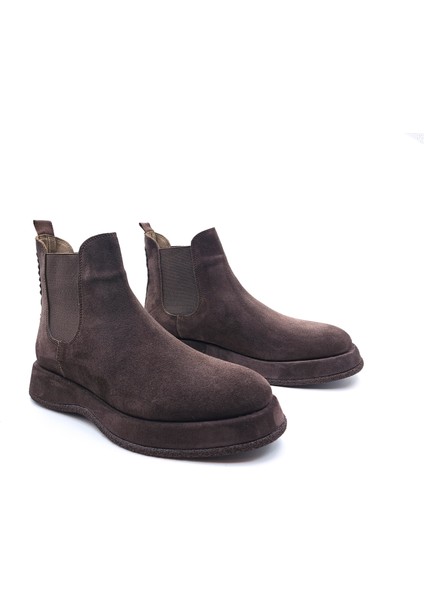 M22327 Marcomen Hakiki Süet Deri Erkek Kahverengi Süet Chelsea Bot fırsatları