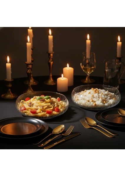 2'li Lüx Cam Servis Kasesi Seti | Büyük Boy Salata Makarna Sunum Kasesi | Dekoratif Sofra fiyatları