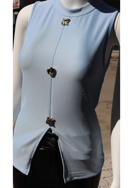 Önden Düğmeli ve Yırtmaçlı Ottoman Kumaş Bluz fırsatları